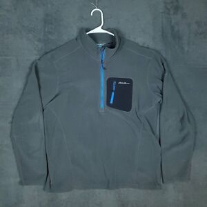 Eddie Bauer First Ascent Pullover Sweater Mens XL Gray Polartec Fleece 1/2 Zip